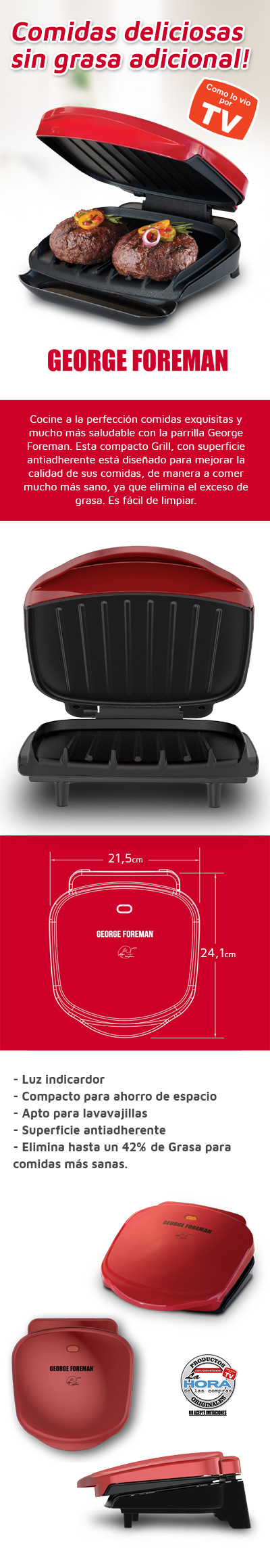 Mini George Foreman (Color Rojo)