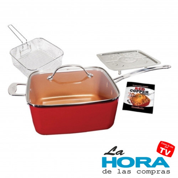 Red Copper Square Pan 5Pc Set - (Induccion)