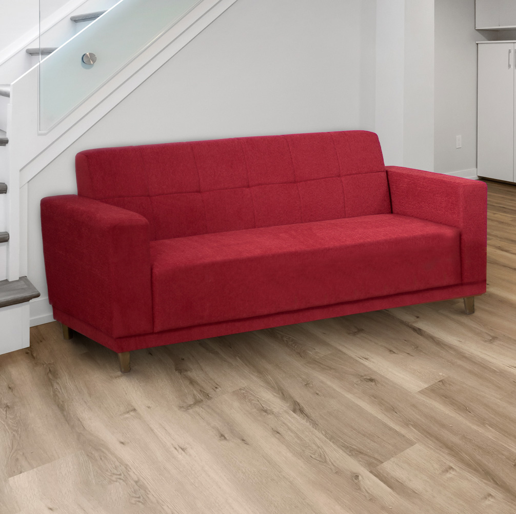 COMBO SOFA CONFORT NOGAL COLOR BORDO 2 Y 3 LUGARES